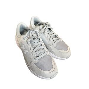 Under Armour Charged Edge Suede Sneakers Sz 10 Light Gray White Dad shoe